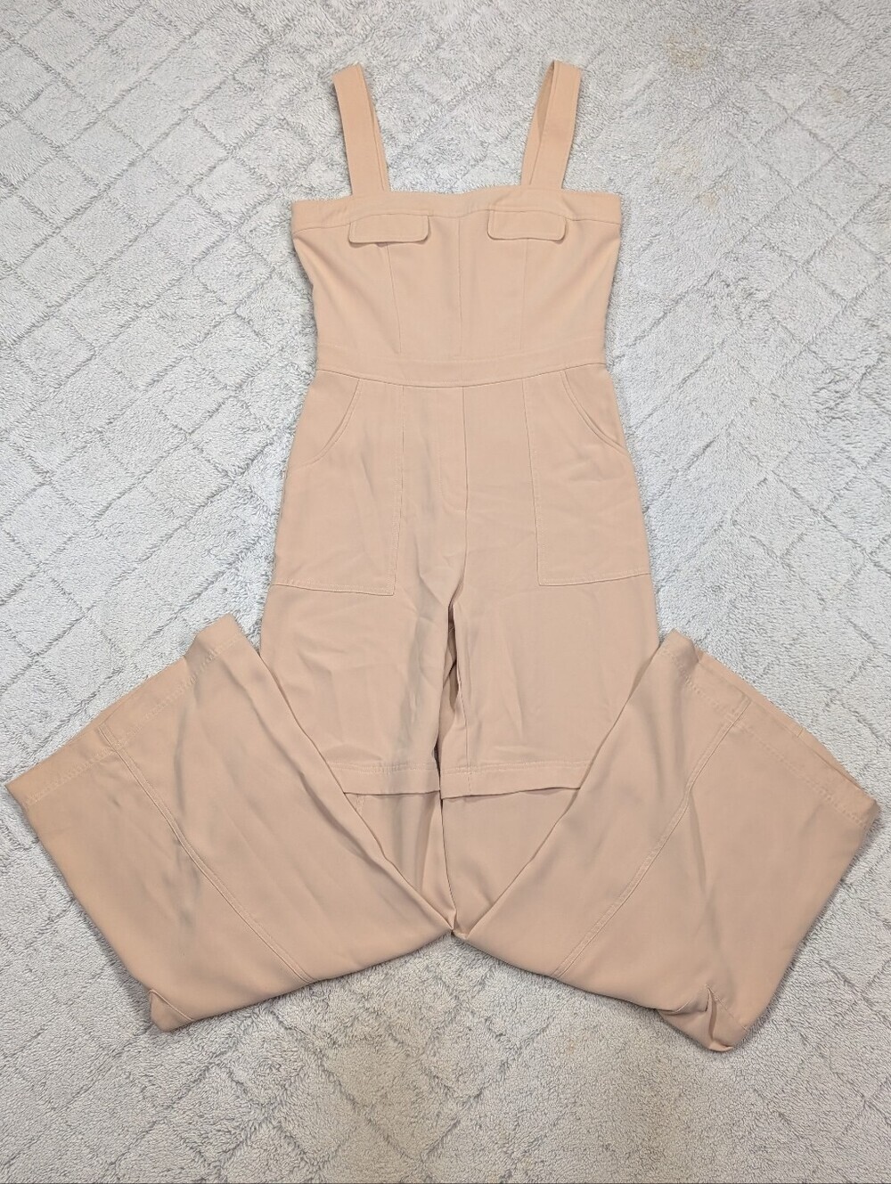 Amanda Uprichard Jumpsuit Womens M Beige Earth Frida Utility Cargo Wide Leg